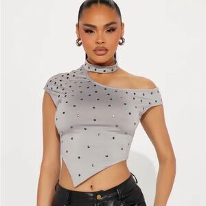 Kristin One-Shoulder Studded Asymmetrical Top NEW 🏷️